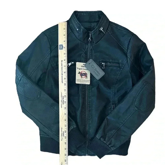 Ci Sono By Cavalini Women’s Medium Black 100% Vegan Leather Bomber Jacket - Picture 9 of 9